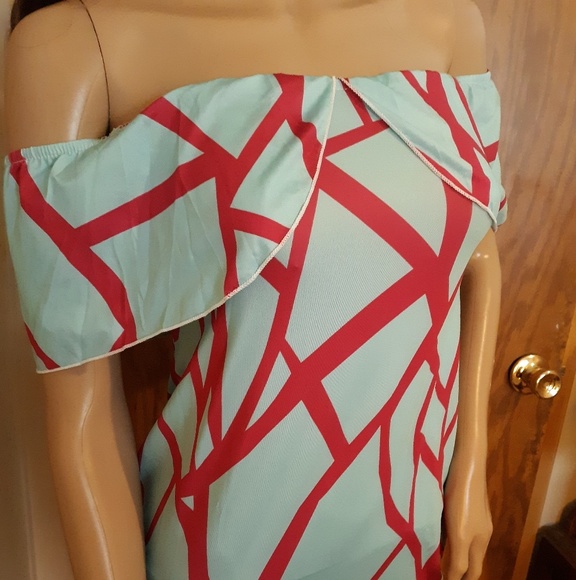 Womens Off Shoulder Full Length Bodycon Dress Sz M - Picture 3 of 7